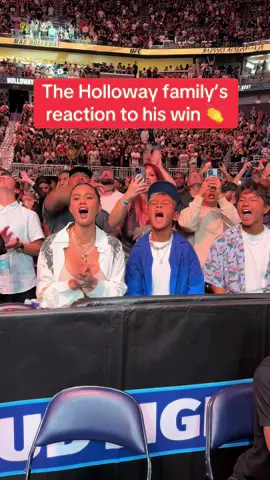 A post by @espnmma on TikTok caption: Rush was hyped 🔥 #UFC #mma #ufc318 #family #maxholloway 
