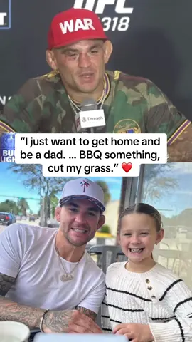 A post by @espnmma on TikTok caption: #DustinPoirier is ready to be a full-time dad following retirement ❤️ (via @UFC) #UFC318 #UFC #GirlDad