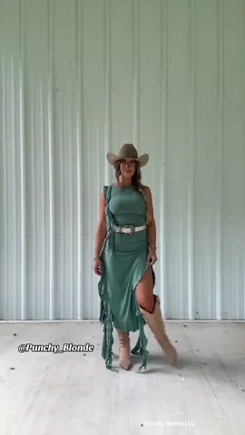 A post by @punchy_blonde on TikTok caption: Not your average cowgirl🤠⚡️ #shoppunchyblonde #westernfashion #rodeooutfits #cowgirlboots #concertoutfit  