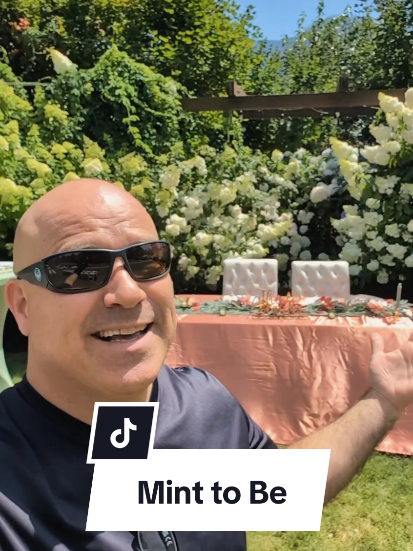 A post by @weddingduo on TikTok caption: Congratulations to Gracie and Adam! 🧡💚🤍 These tables were 100% DIYed by the couple...  #weddingduo #minttobe #weddingdaydetails #diyweddingtables #weddingdiydecor #weddingtablesetting 