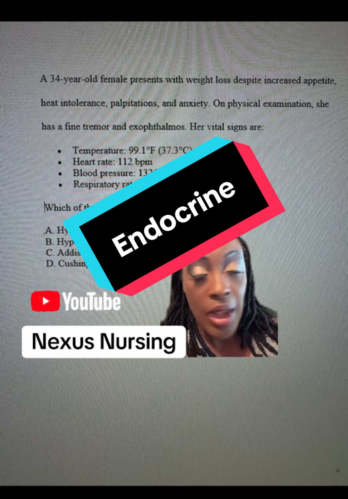 A post by @nexusnursing on TikTok caption: #nursingstudent #studentnursesoftiktok💊💉 #nclexstudying #nursehumor #pharmacologyquiz #pharmacologyclass #nclextips #nursetok #nclexrn #studentnursesoftiktok #nurselife #medsuregnurse #anemia #endocrine 