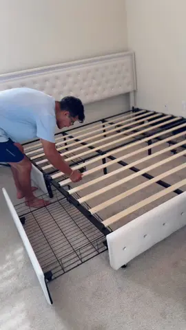 A post by @sushila.santosh on TikTok caption: King Size LED Bed Frame with Adjustable Headboard, Smart Control RGBW Lights, 4 Storage Drawers, Upholstered, No Box Spring Needed, 👍👍❤️#foryou #tiktokshop 