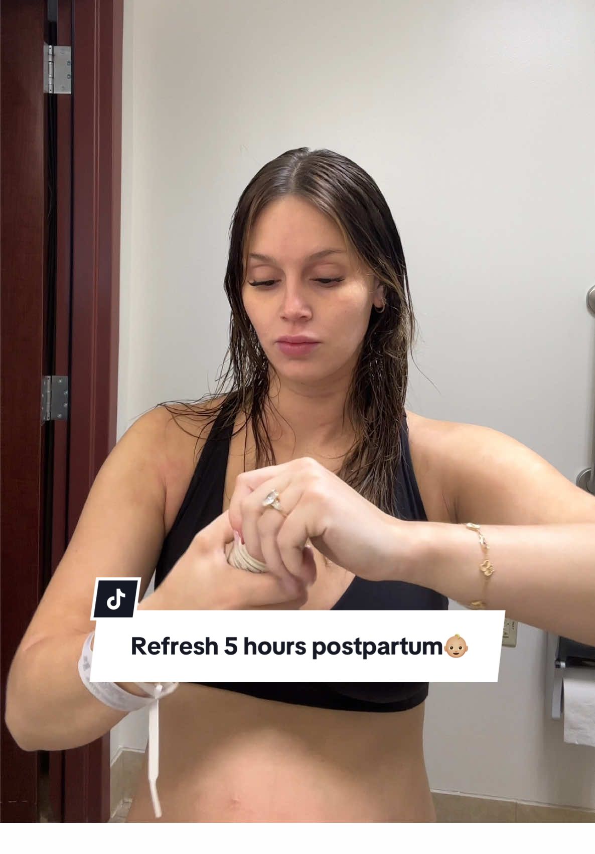 A post by @mikaylamatthews on TikTok caption: The first shower after giving birth is magical hahahah🙏🏼✨🧼  but I seriously can’t believe she’s here, I AM SO HAPPY🥲  #mom #pregnant #postpartum #laboranddelivery #gurwm 