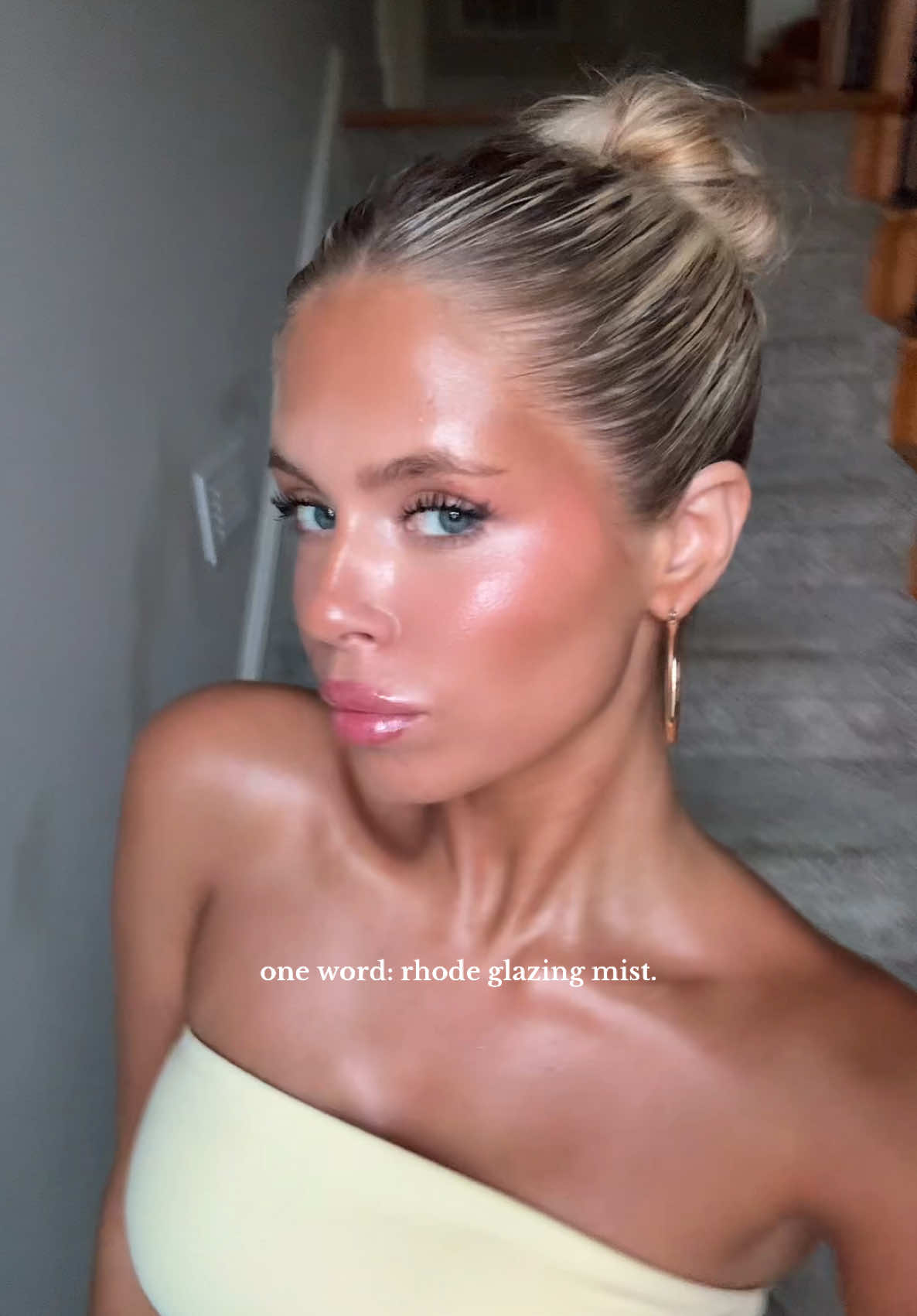 A post by @nats_not_okay on TikTok caption: edit: pretend I said three words…finally got my hands on this & not letting go🍋🍸 @Hailey Bieber @rhode skin #glowyskin #rhodeskin #glowymakeup #dewyskin #makeupinspo #summerglow 