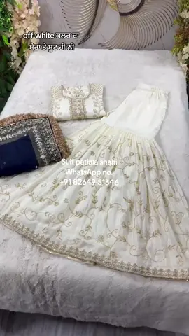 A post by @ on TikTok caption: off-white ਕਲਰ ਦਾ ਮੇਰਾ ਤੇ ਸੂਟ ਹੀ ਨੀ WhatsApp no.:- +91 82649-51346 #suit_patiala_shahi #punjabisuits #boutiquesuits #boutiquestiching #canadaboutique #weddingsuits #torontowedding #canadasuits #trendingpunjabisuits #newpunjabisuits  #punjabwedding  #usaweddings #ontario #brampton #bramptonweddingshoot
