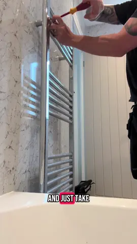 A post by @beaplumbertheysaid on TikTok caption: Towel rail… #plumber #plumbing #plumbersoftiktok #fyp #foryoupage #boring #easy #highlightoftheday #growupmate #handyfoldingbucket #towelrail #installation #thatsgoodisntit 