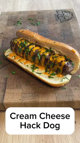 A post by @bbqdad1985 on TikTok caption: Cream Cheese Hack Dog#bbqdad#hotdog#burger#easyrecipe 
