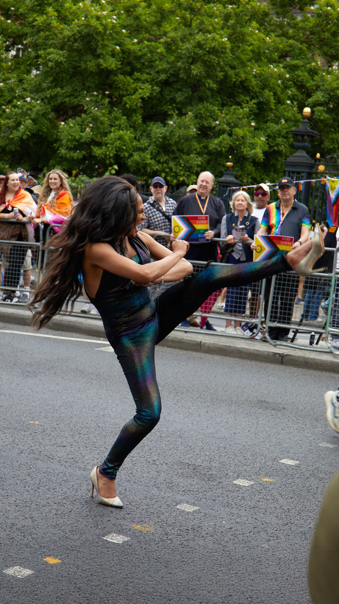A post by @ebay_uk on TikTok caption: #AD | Fast fashion? Never heard of her. Fast questions? Absolutely 💕 Mother @Tiara Skye hit the streets of Pride to get the real tea on how the eBay community feels about fashion.... Let’s just say the joy, self-expression and fierce looks did not disappoint!  #Pride #LondonPride #eBay #Preloved #TiaraSkye  