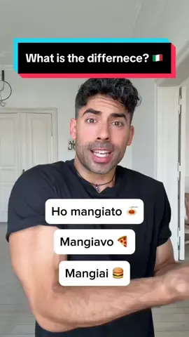 A post by @italianteachertony on TikTok caption: Ho Mangiato VS Mangiavo. What is the difference? 🤌🏼🇮🇹 #italian #italiano #learnitalian #speakitalian #languagelearning #italianlanguage #language #italianforbeginners 
