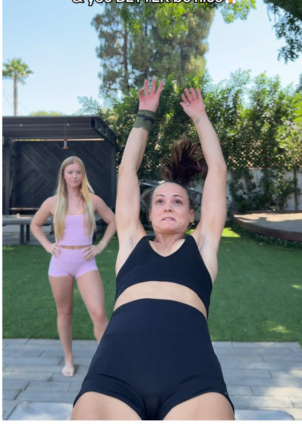 A post by @graciekramer8 on TikTok caption: YOU BETTER BE NICE😠🫵🏼 @Corinne Nicewick #trend #fail #backflip #bestie #wreck #perfect #ten 