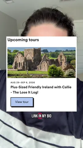 A post by @theloseitlog on TikTok caption: Book your spot and pack your bags! ✈️ We are headed to Ireland with EF Ultimate Break - August 2026! Find all the info and book your spot at the link in my bio! @EF Ultimate Break  #TheLoseItLog #efultimatebreak #plussizetravel #HealthJourney #wljourney 