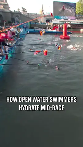 A post by @olympics on TikTok caption: Ever wondered how athletes take on fluids in the middle of a 10km open water swimming race?  Now you know! 🏊🥤 #Olympics #Paris2024 #AQUASingapore2025 #Swimming 