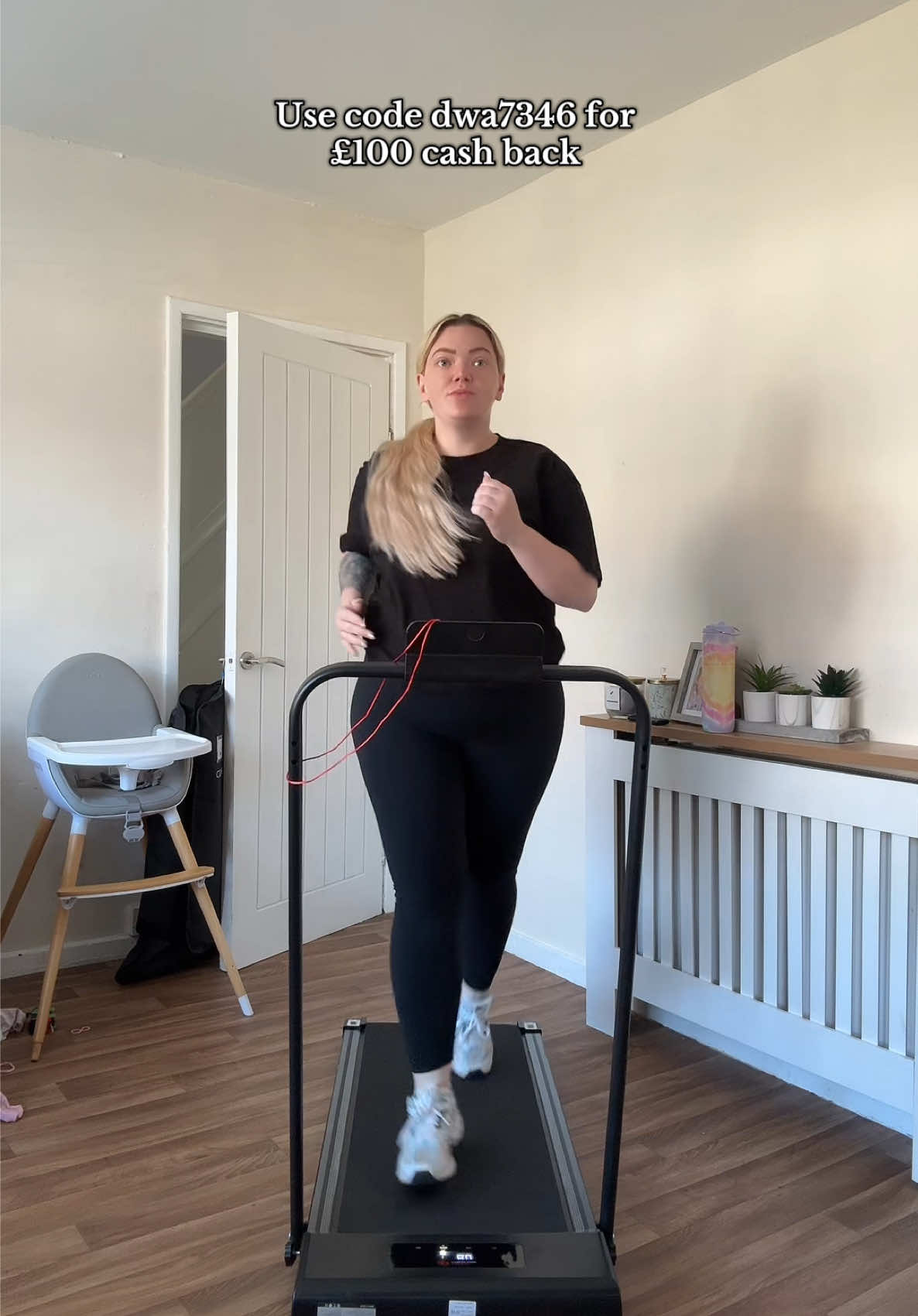 A post by @lifewithljj on TikTok caption: Busy mom, still getting my steps in 💪 Thanks Temu!  Code dwa7346 in #temu search bar for £100 cash back 🔗 in bio (only new app users with qualifying orders - t&cs apply). #temufinds #temu #homeworkout #mumlife 