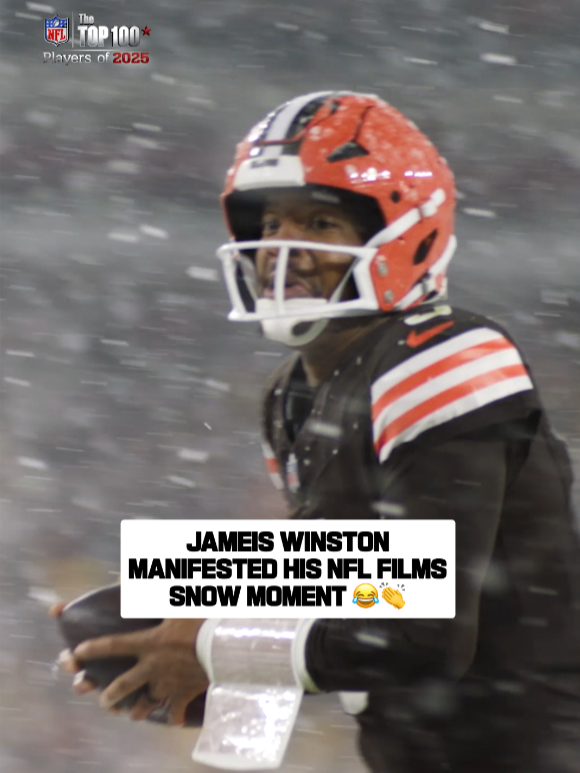 A post by @nfl on TikTok caption: slo-mo runs in the snow hit diff ❄️ #jameiswinston #micdup #nflfilms #nfl