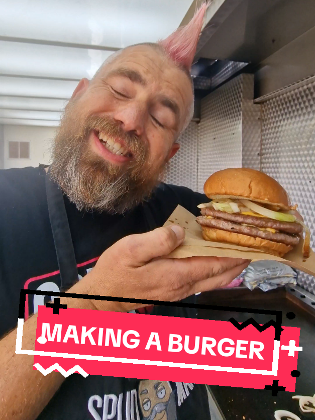 A post by @spudarmy on TikTok caption: Spudman Voice over?? #Spudman #burgers #cooking 