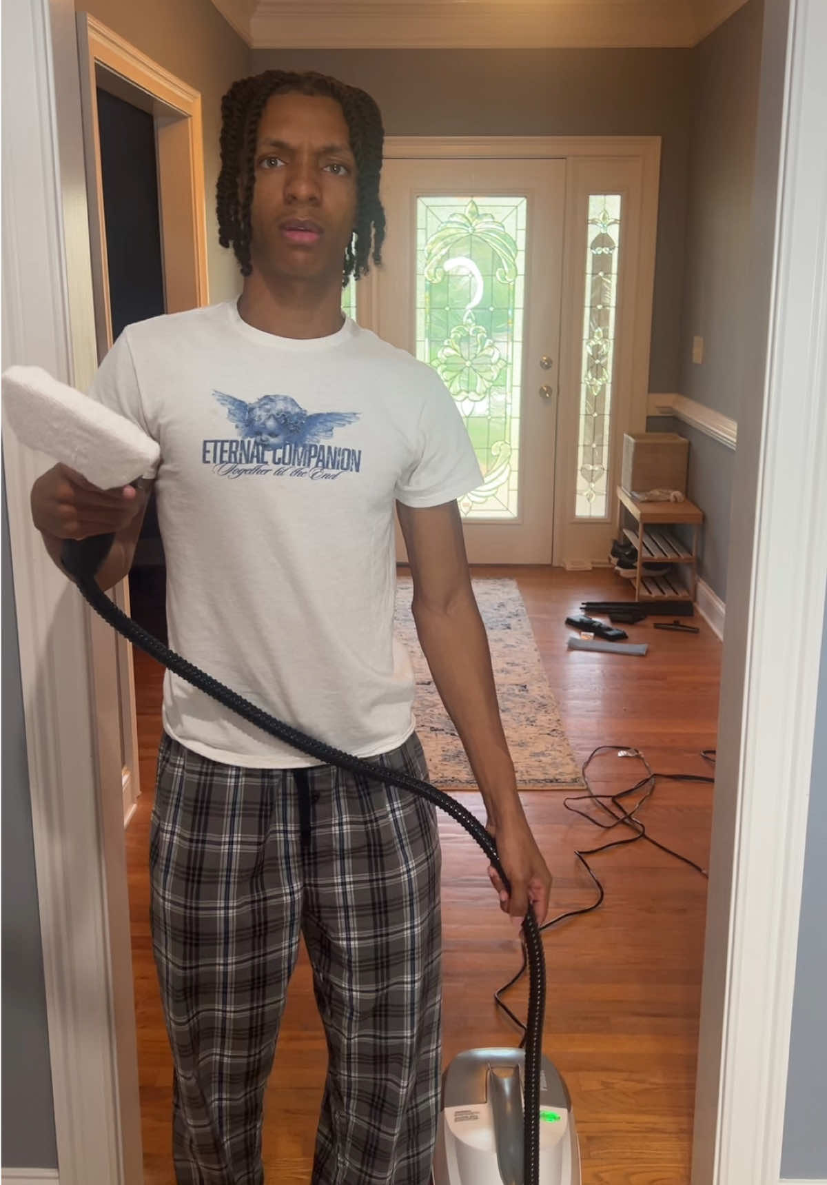 A post by @montezwilson on TikTok caption: @Phueut Direct is the ULTIMATE steam cleaner♨️🤯 #phueut #steamcleaner #steammop #steamcleaning #cleaningtiktok #cleaningwithme
