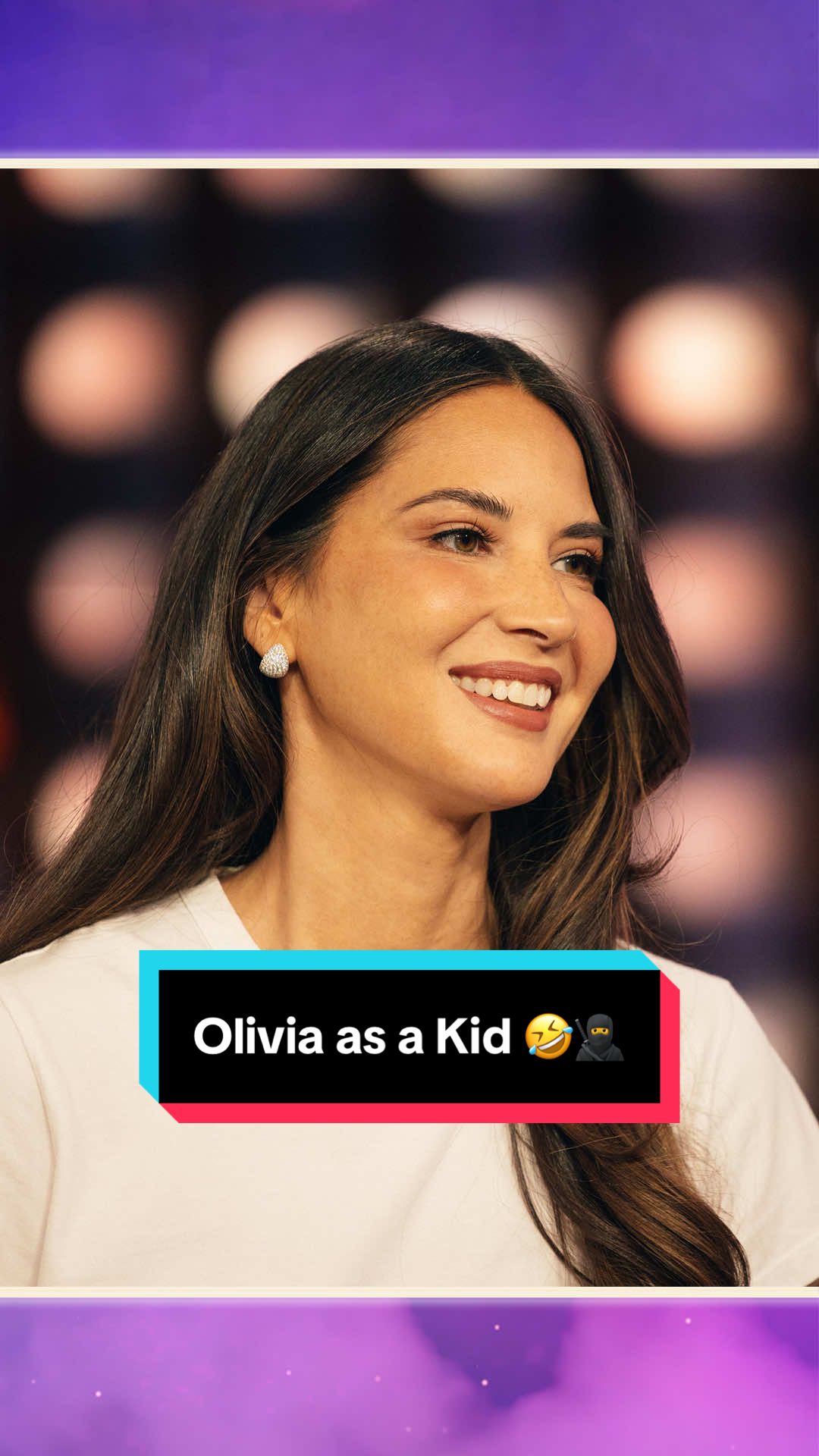 A post by @kellyclarksonshow on TikTok caption: #OliviaMunn didn't mess around as a kid 🤣 🥷 #GrowingUp #Kids #StoryTime #KellyClarkson 