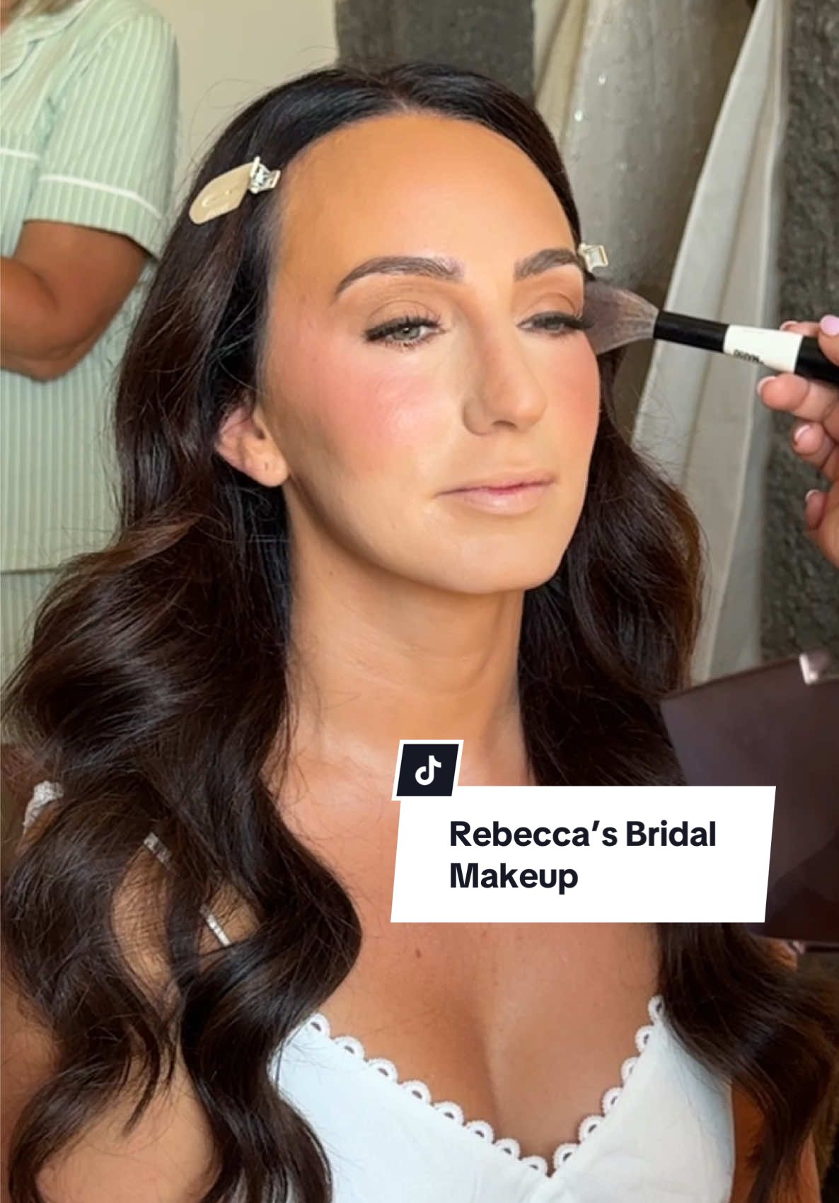 A post by @selenamup on TikTok caption: Came all the way to Italy for my beautiful bride Rebecca! Glowy skin, bronzed goddess  #bridalmakeup #weddingmakeup #bridalmakeupartist #makeuptutorial 