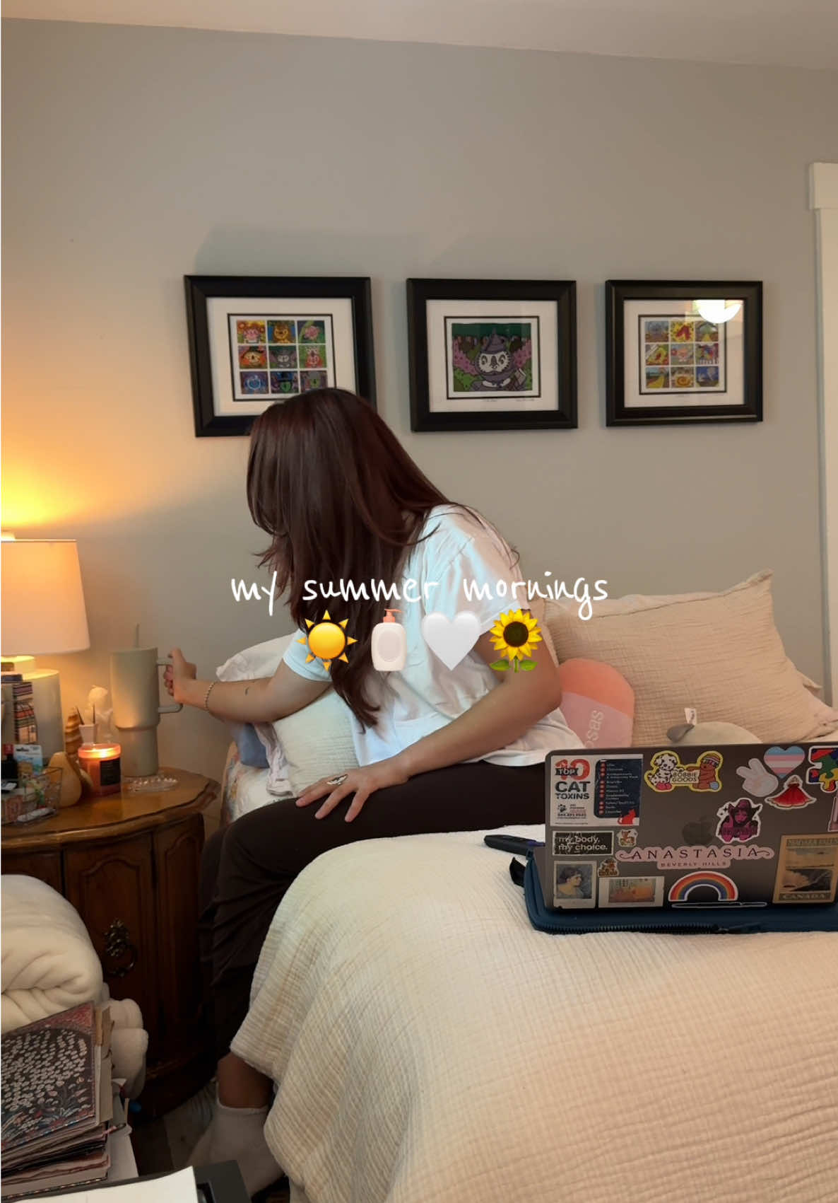 A post by @chritchin on TikTok caption: sleeping late in the summer > 🌻⭐️ someone recently asked for a day in my life, and I’m so bad at vlogging all day so I’m starting slow :) I hope y’all enjoy this type of content! #summermorning #Vlog 