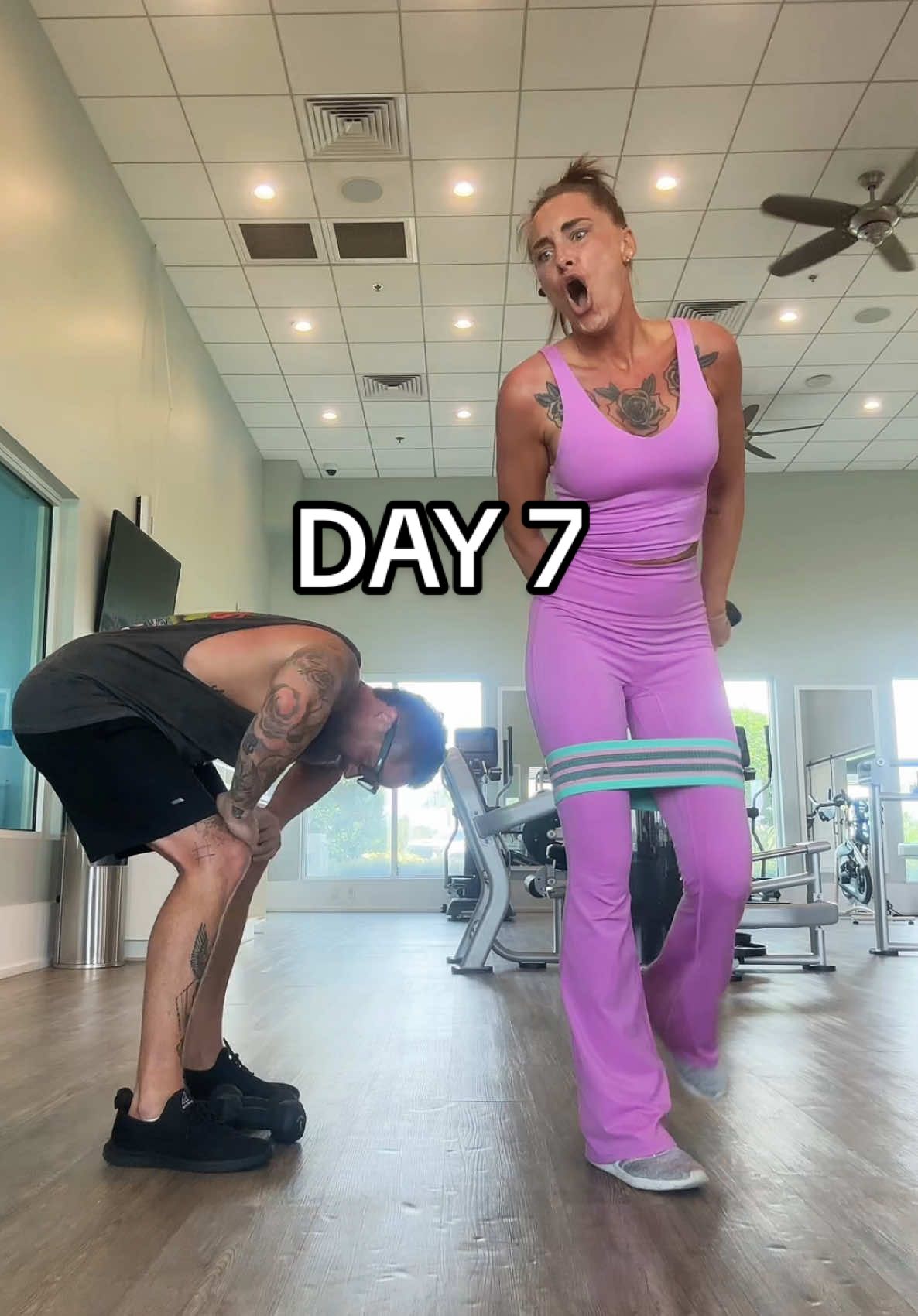A post by @brittanyjade___ on TikTok caption: This angle makes me look like I’m about to tip forward 😆 Ya’ll I swear the whole time I’m doing it I’m focusing on keeping my back straight too 🙈 But I just figured out… it’s 5 squats, 20 pulses, 7 squats. Idk why I never counted sooner cause we’ve just been winging it trying to stay on beat with the song haha #squatchallenge #husbandwife 