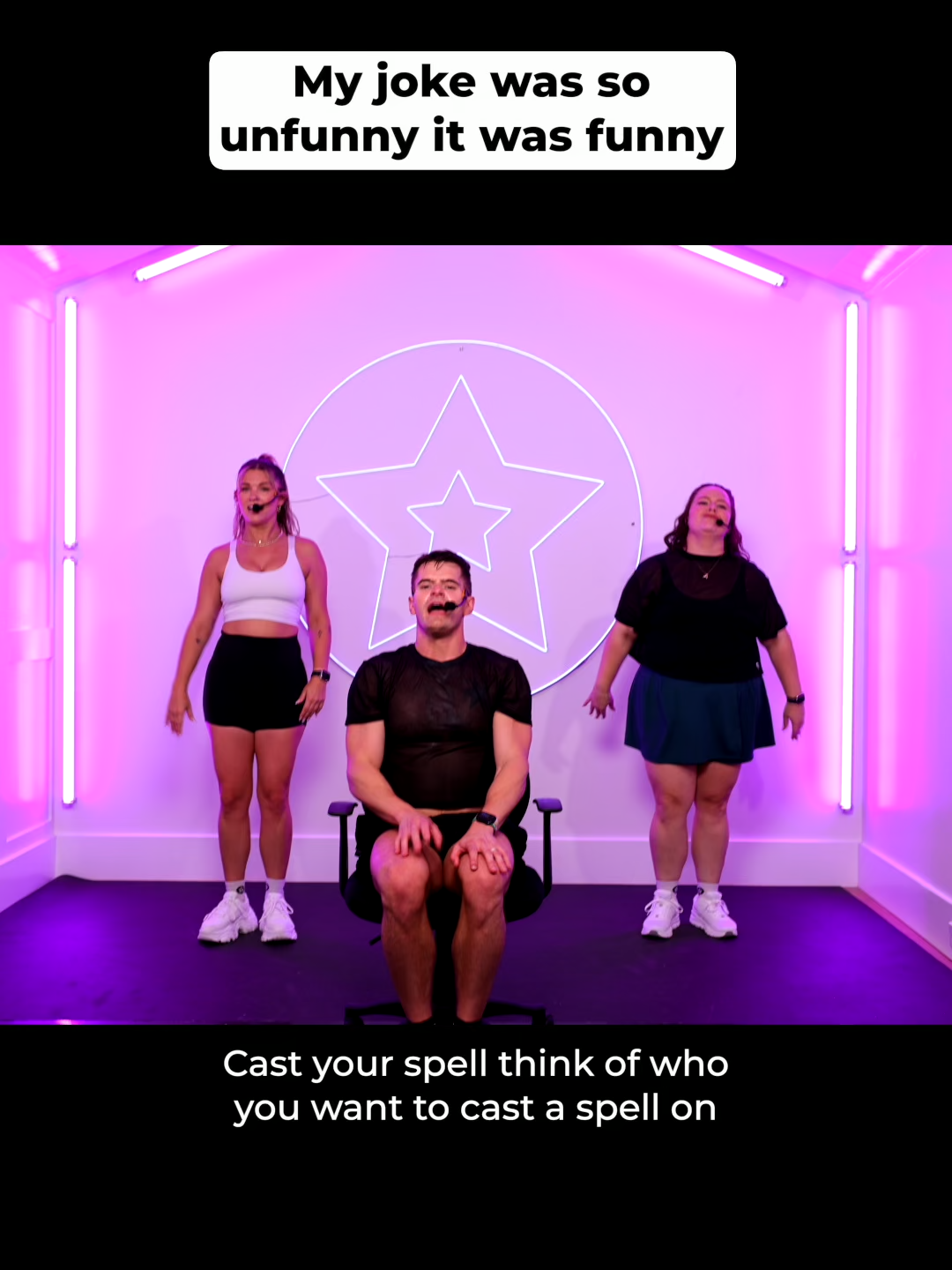 A post by @thefitnessmarshall on TikTok caption: oh hex no! @adflorea @haleyjordan12  Clip from Booty Army 7/14/2025 Sweat Session
