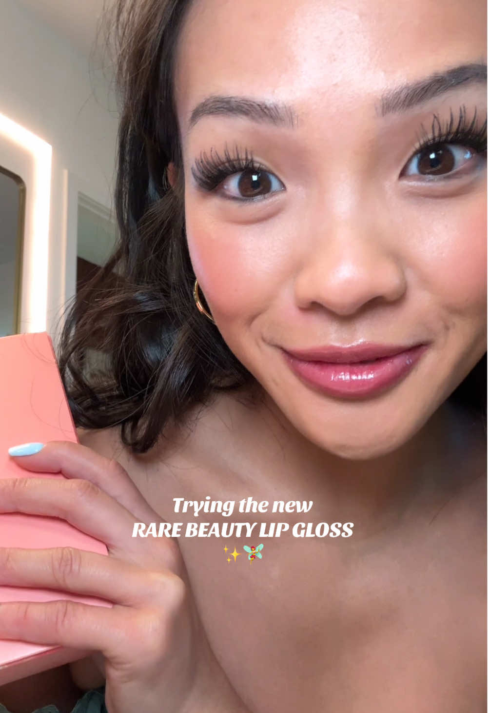 A post by @jenntranx on TikTok caption: Selena you’ve done it again babe !!!!!  These are soooooooo shimmery and cute i feel like a fairy and I’m obsessed and i can’t pick a fav color 🧚‍♀️🧚‍♀️🤩🤩🤩 @Rare Beauty #lipgloss #grwm #lipcombo #rarebeauty #makeup 