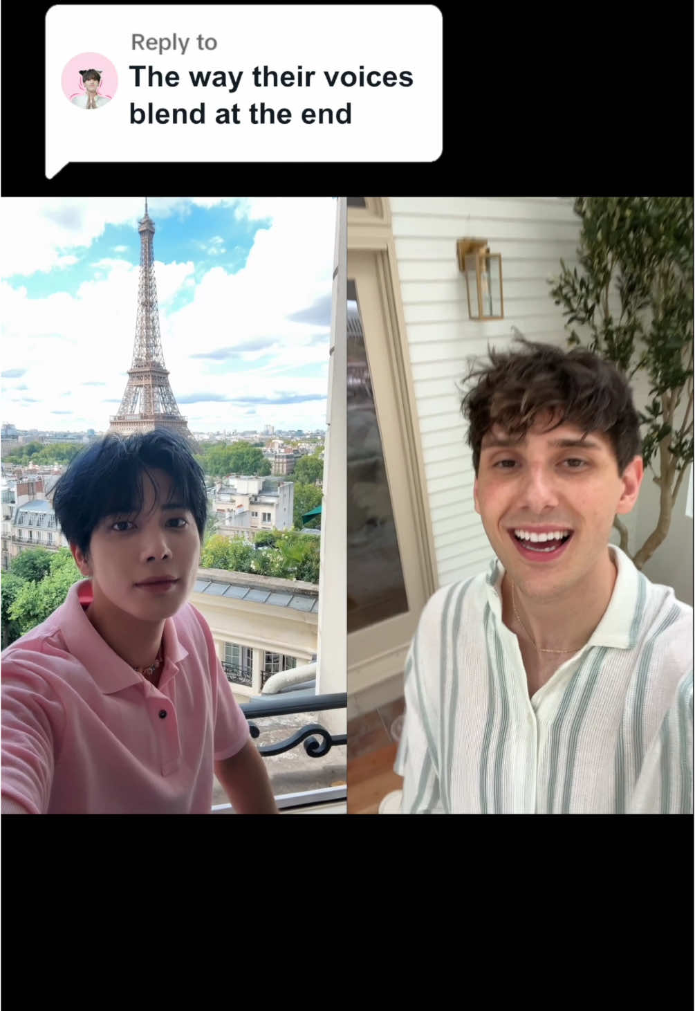 A post by @jvke on TikTok caption: harmonizing with TAEHYUN & CHAEWON >> #TOMORROW_X_TOGETHER #TXT #TAEHYUN #LE_SSERAFIM #KIMCHAEWON 