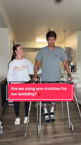 A post by @amberandneven on TikTok caption: Are we using arm crutches for our wedding?♥️ #questionoftheday #paralyzed #paraplegic #wheelchair #wheelchairlife #fylpシviralシ #spinalcordinjury #spinalcordinjuryrecovery #spinalcordinjurysurvivor #fiance #engaged #motivation #howto #dirtbike #moto #dirtbike #racing #foryoupage #craighospital @Amber Cogbill @Neven 
