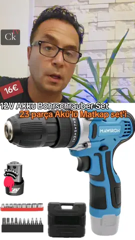 A post by @kemalcanpolattv on TikTok caption: Leistungsstarker 12 V Akku Bohrschrauber 2 Geschwindigkeiten23 Teiliges Set / 23 parcadan olusan herzaman heryerde isinize yarayabilecek matkap seti cantasinda uygun fiyata. #mawiron #mawironbohrschrauber #bohrschrauber #heimwerker #akkubohrschrauber #schrauber #akülü #matkap #sarjlimatkapseti #tadilat #evisleri #renovieren 