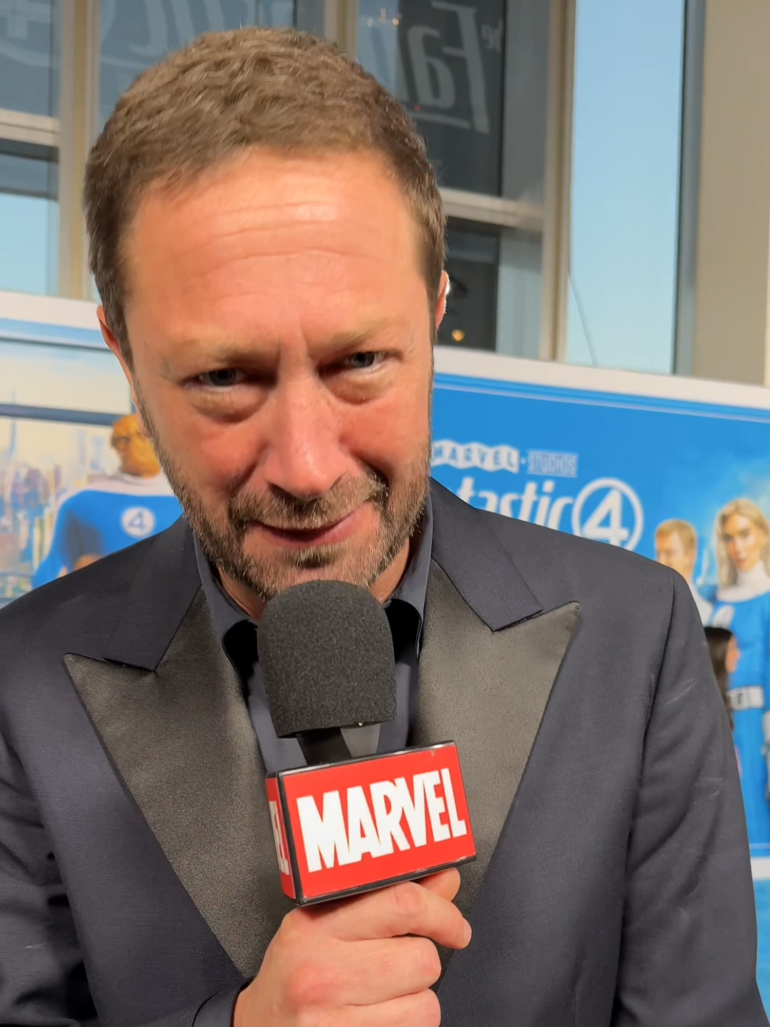 A post by @marvel on TikTok caption: Ebon Moss-Bachrach on bringing The Thing to life! #TheFantasticFour