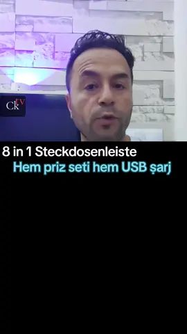 A post by @kemalcanpolattv on TikTok caption: Leistungstrange 8 in 1 Steckdosenleiste Überspannungsschutz 4 AC Outlets 3 USB-A 1 USB-C 16A. / HEM 4X PRIZI  hemde 3+1 USB sarj yeri olan 1.8 Mt kablolu grup priz.#steckdose #steckdosen #überspannungsschutz #usb #usbbattery #usbc #usba #akkuladen #sarjli #telefonsarj #priz #gruppriz #usbpriz #kablolu 