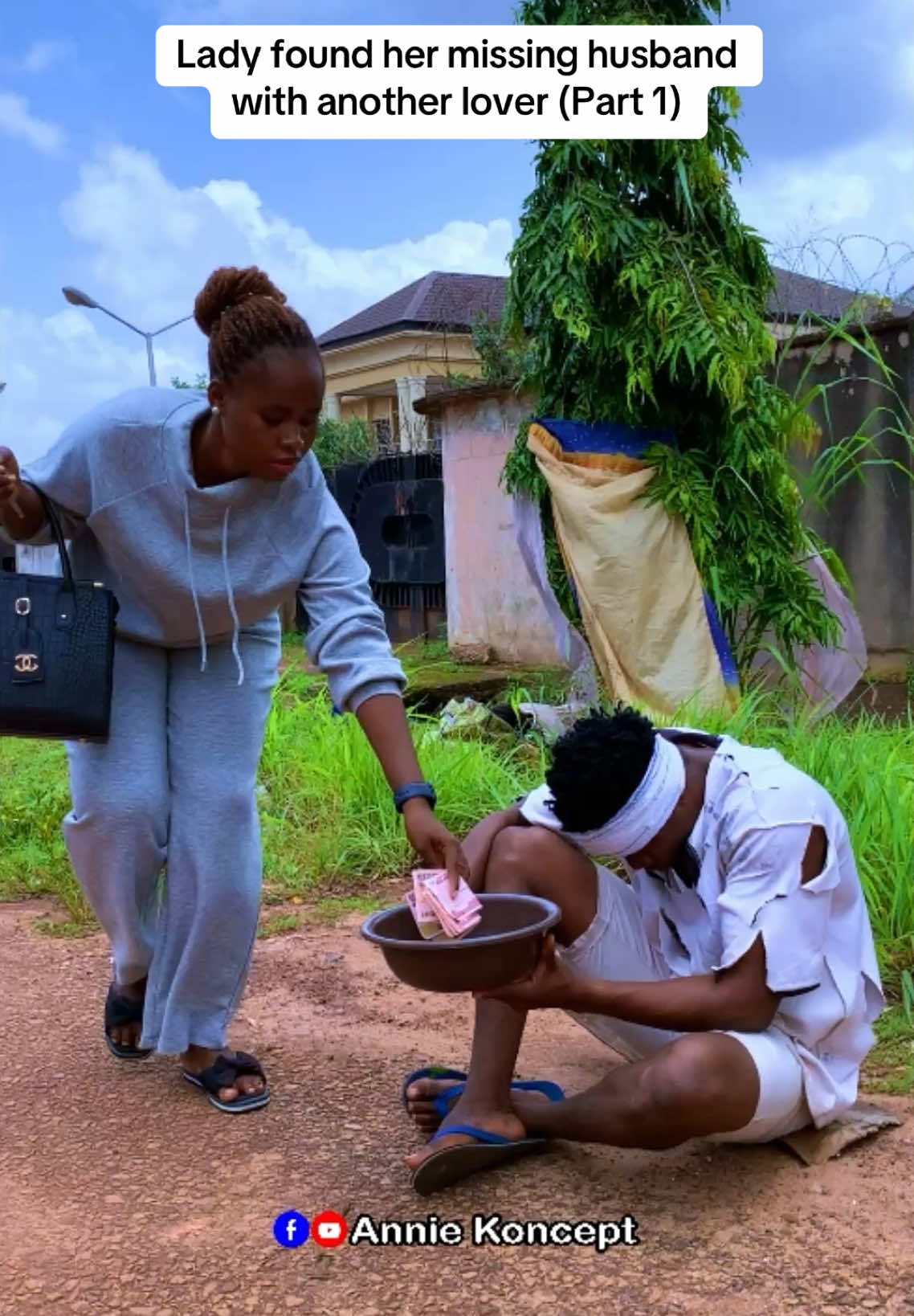 A post by @annie.koncept8 on TikTok caption: Lady found her missing husband with another lover (Part 1) #AnnieKoncept #HelpHomeless #shortfilms #homeless #richman #helpingothers #motivational #inspiring #inspirationalstories #educatingstory 