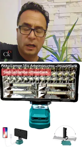 A post by @kemalcanpolattv on TikTok caption: Akku Lampe für Makita18V 90W 6800LM Kabellose Arbeitsleuchte 2 Modi LED Akku/ akülü ṣarklı LED lamba+Powerbank tassarruflu aydinlik. #cktv #kemalcanpolattv #akkulampe #akku #arbeitsleuchte #led #ledlamp #kabellos  #18v #ledlamba #sarjlilamba #powerbank #ledbeleuchtung 
