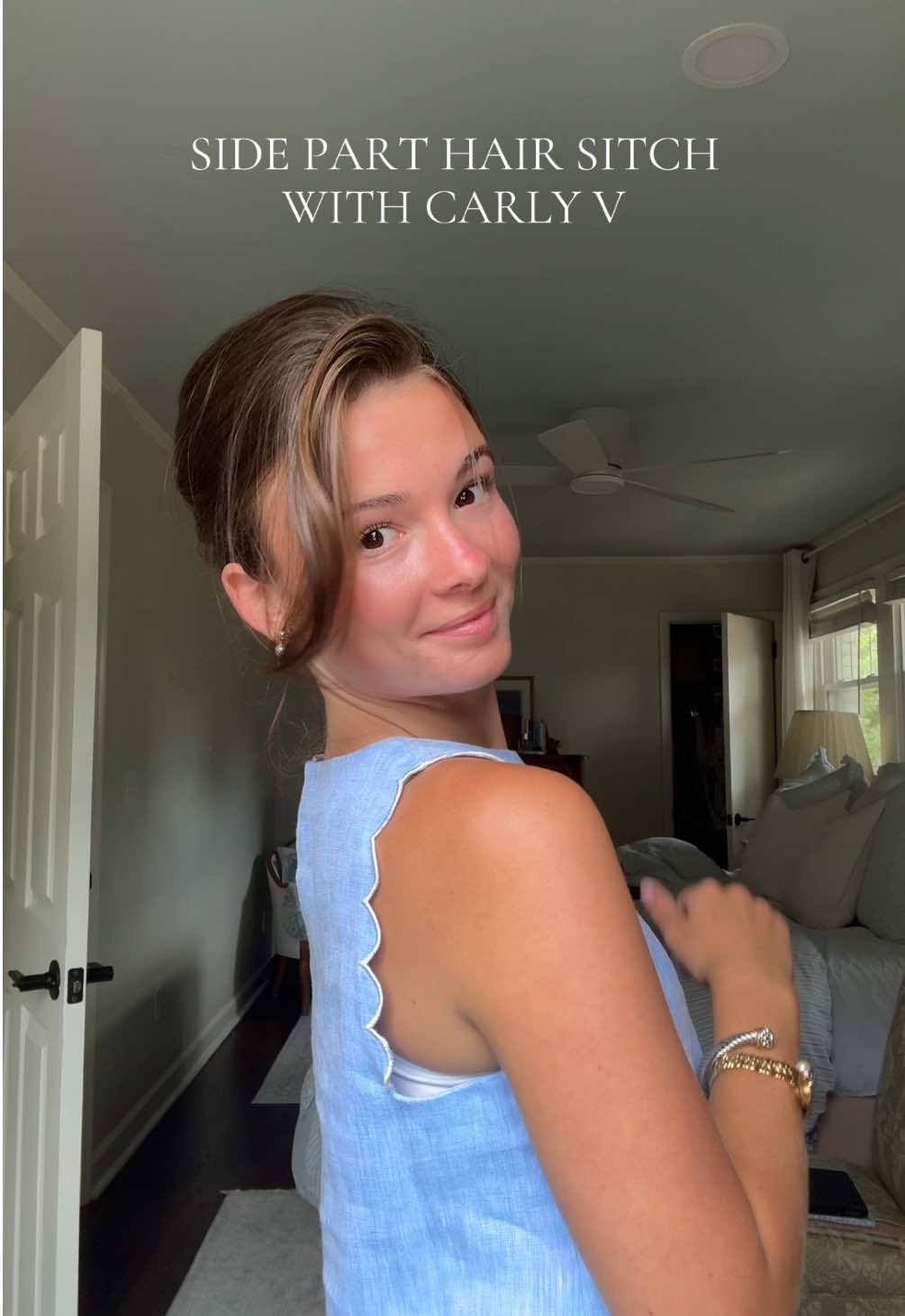 A post by @carlyvandyke_ on TikTok caption: Updo I’ve been doing, dolls! I can only do a hairstyle if it’s this simple or lais sez faire - charmed, Carly V