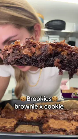 A post by @mikasamamito on TikTok caption: 175 Grad Celsius Ober, Unterhitze, 50-55Minuten 🍪 Cookie-Schicht: 	•	115 g ungesalzene Butter (geschmolzen und abgekühlt) 	•	100 g hellbrauner Zucker 	•	65 g Zucker 	•	1 Ei (Zimmertemperatur) 	•	1 EL Vanilleextrakt 	•	155 g Allzweckmehl (gestrichen abgemessen) 	•	1/2 TL Natron 	•	1/2 TL grobes Meersalz 	•	260 g Zartbitterschokoladen-Chips (oder halbbitter) ⸻ 🍫 Brownie-Schicht: 	•	230 g ungesalzene Butter 	•	50 g niederländisch verarbeiteter Backkakao 	•	1 TL Vanilleextrakt 	•	110 g hellbrauner Zucker (gestrichen abgemessen) 	•	200 g Puderzucker 	•	130 g Zartbitterschokoladen-Chips 	•	60 g gehackte Zartbitterschokolade 	•	3 Eier (Zimmertemperatur) 	•	65 g Allzweckmehl 	•	1 Prise Salz #viral #mikasa 
