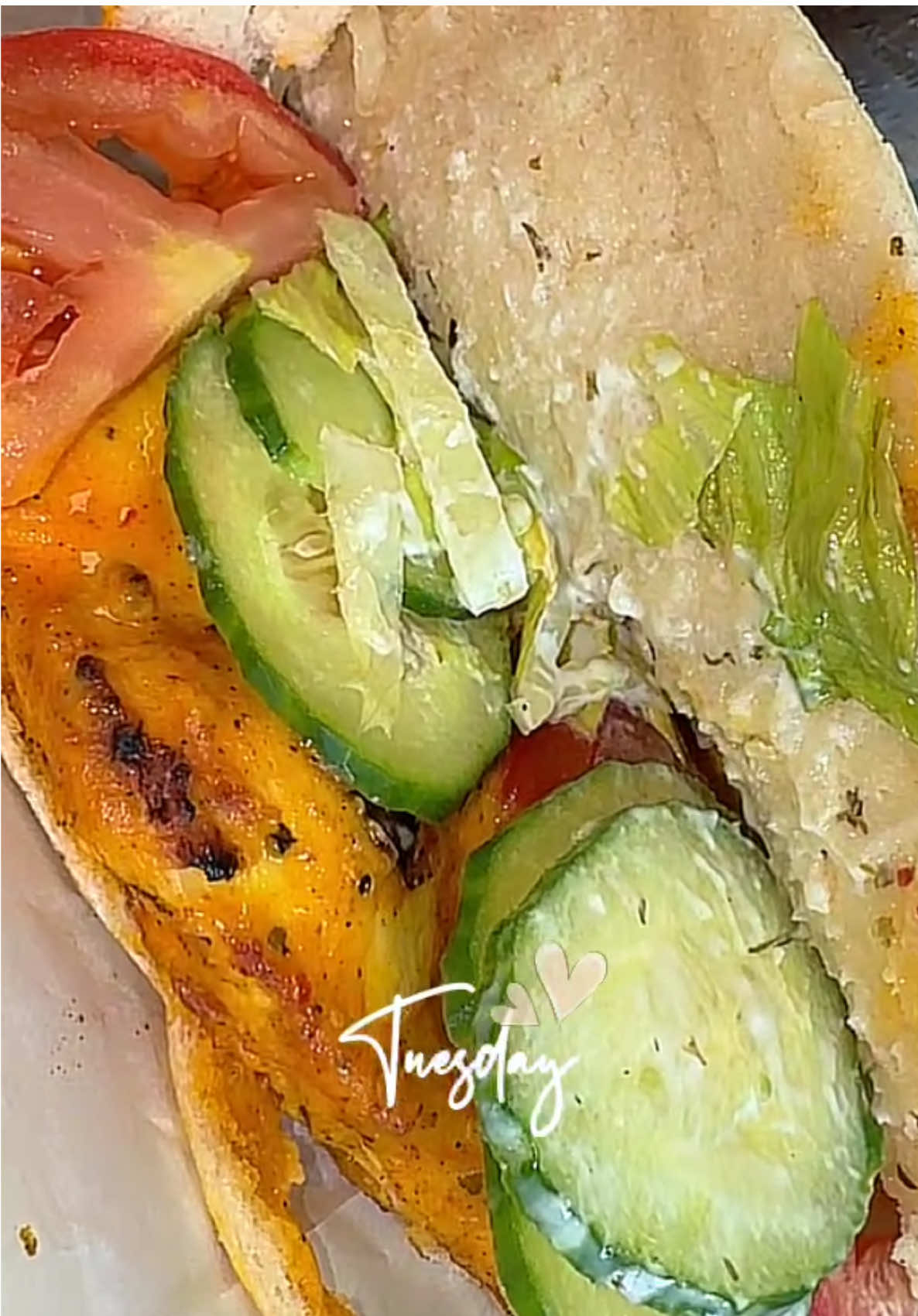 A post by @fizabash_official on TikTok caption: #pov you tasted the most delicious peri peri chic pitta with salad 🥗 🌮#FoodLover #fyp #chickennuggets #f 