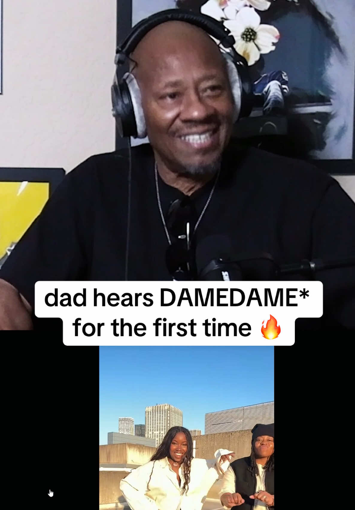 A post by @bridgingthegapyt on TikTok caption: Dad reacts to DAMEDAME* - Promise 🔥  #bridgingthegap #damedame #playlist 