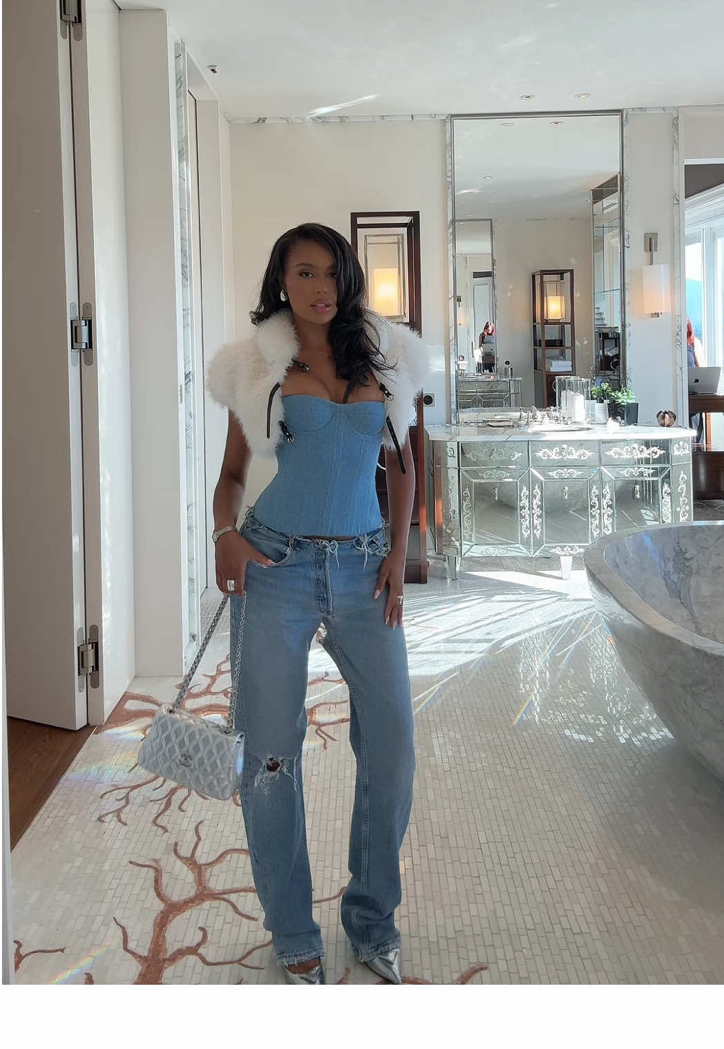 A post by @3llathomas on TikTok caption: fit check @Charlotte Tilbury women’s euros 🩵