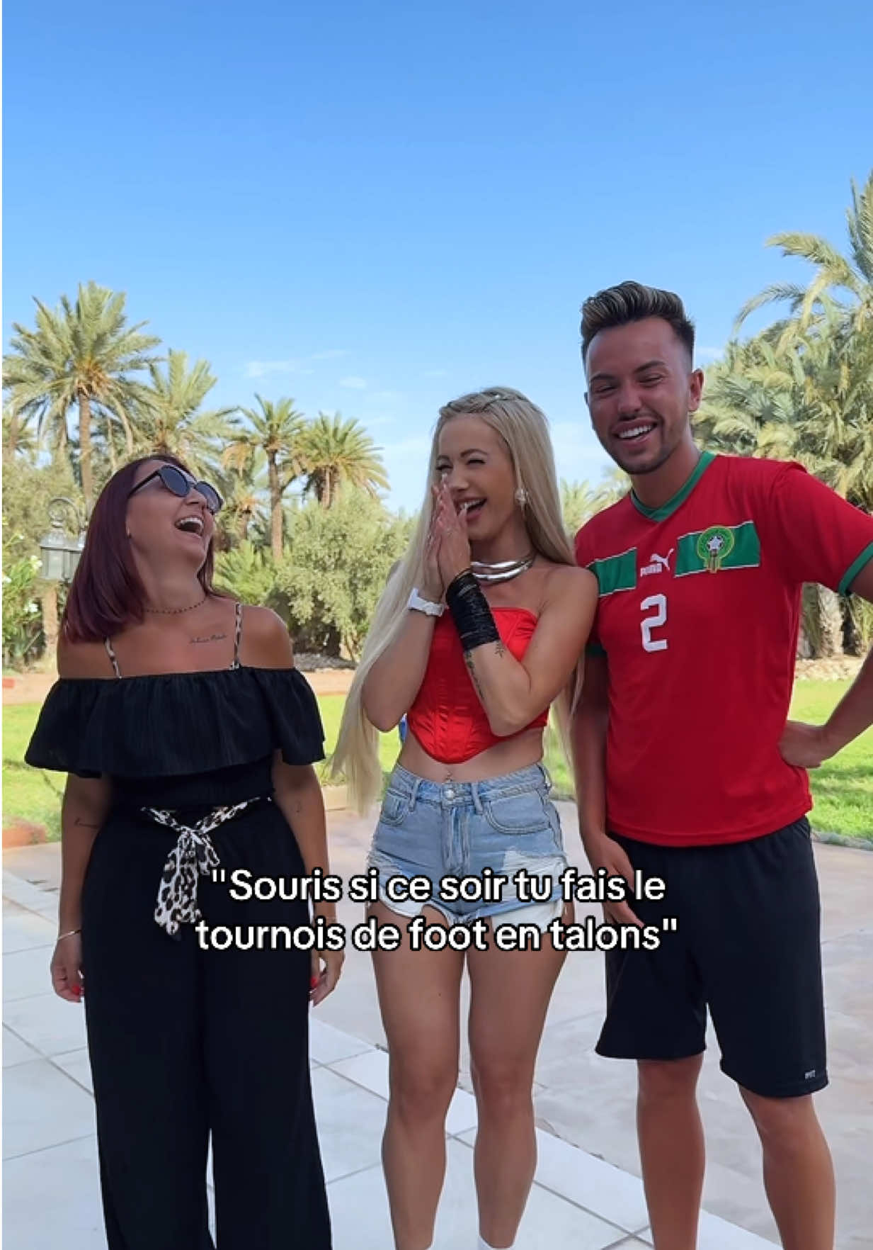 A post by @loukaki24 on TikTok caption: Rendez-vous ce soir à 20h en live sur le compte @Monsieur Darmon pour me voir jouer au foot en talons 🤣