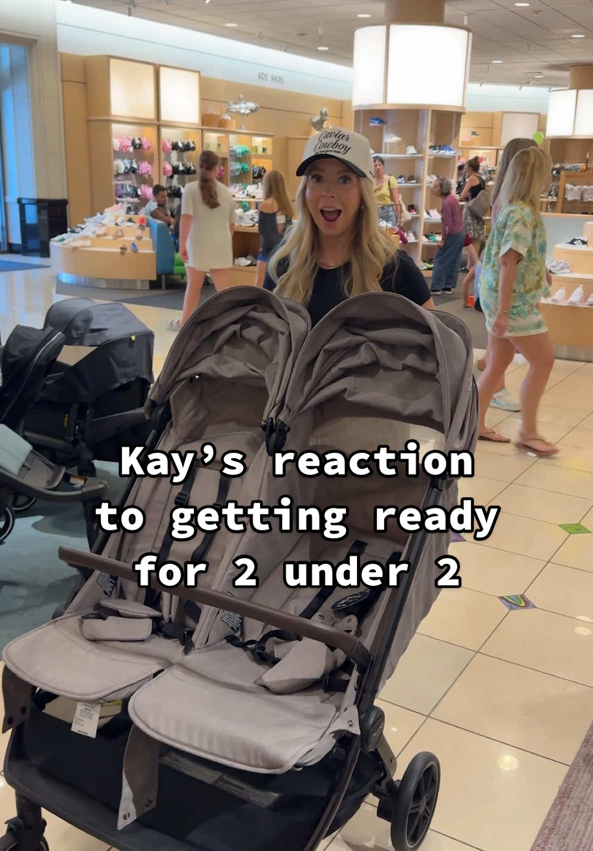 A post by @kayandtayofficial on TikTok caption: Don’t mind the singing cat at the end! 😅❤️ backstory ::: With bug’s birthday approaching, we have so much to get so that we are ready for her! Kay told me that we had to go to the mall, because there’s a few things that we need to get! A double stroller, another car seat, and a coffee! 😂 We went in and looked at all of the baby stuff. They had so many options, but my favorite was the giant tank stroller! 😂 it was massive! Idk where you would use that, but the babies would be riding in style! After that we grabbed Ellie a balloon and got some coffees! We thought we were ready for bug, but it turns out that there are so many things left to get! So we will have to spend the next few weeks getting all of the last minute things before we go to the hospital! 😳❤️ #kayandtayofficial #couples #relationships #pregnant #postpartum 