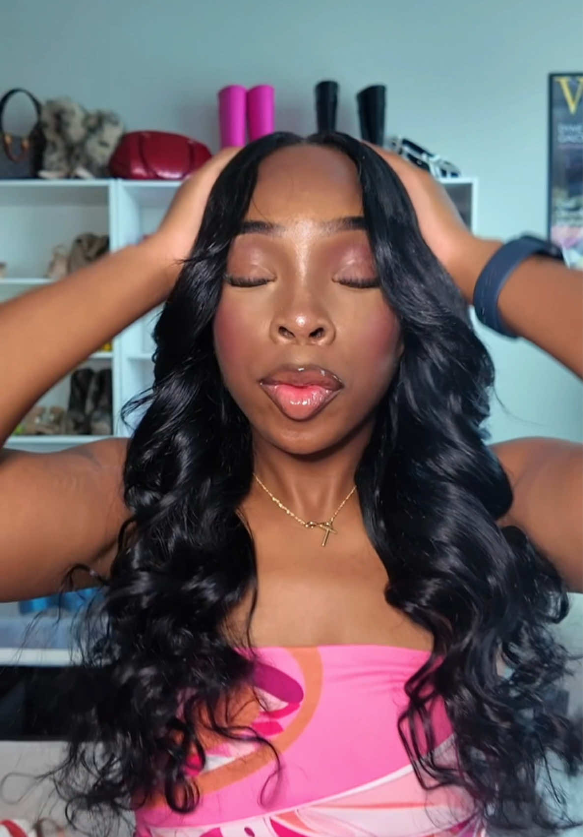 A post by @diamondsgalore_ on TikTok caption: Which one would you want for free? Hair, lashes, nails or eyebrows??? I gots go with hair ngl 