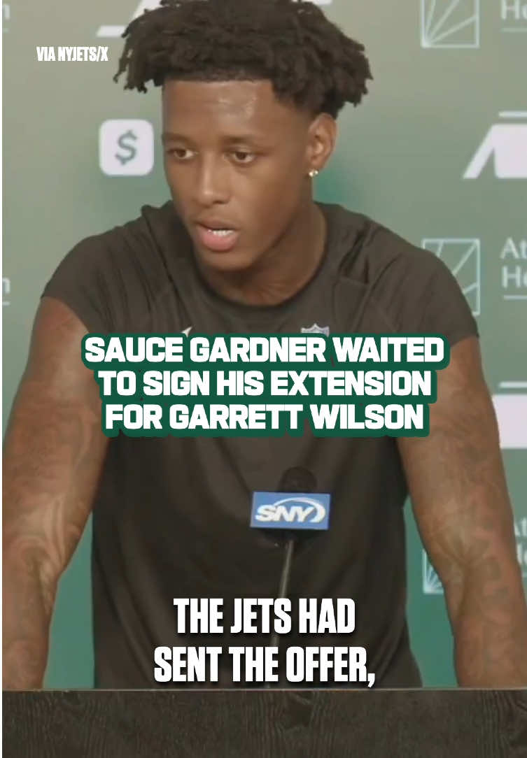 A post by @nfl on TikTok caption: a class act from #saucegardner 🫶 #newyork #jets #nfl (via @New York Jets)