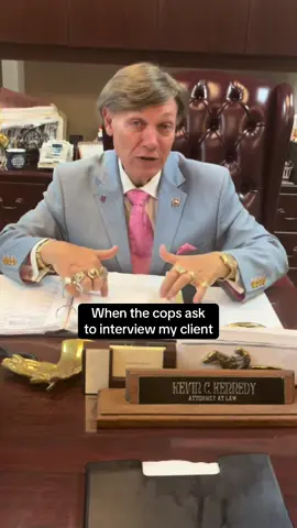 A post by @kennedylawfirm on TikTok caption: It’s a hard no, sorry🙂‍↔️ #lawyer #interview #no #cops #police 
