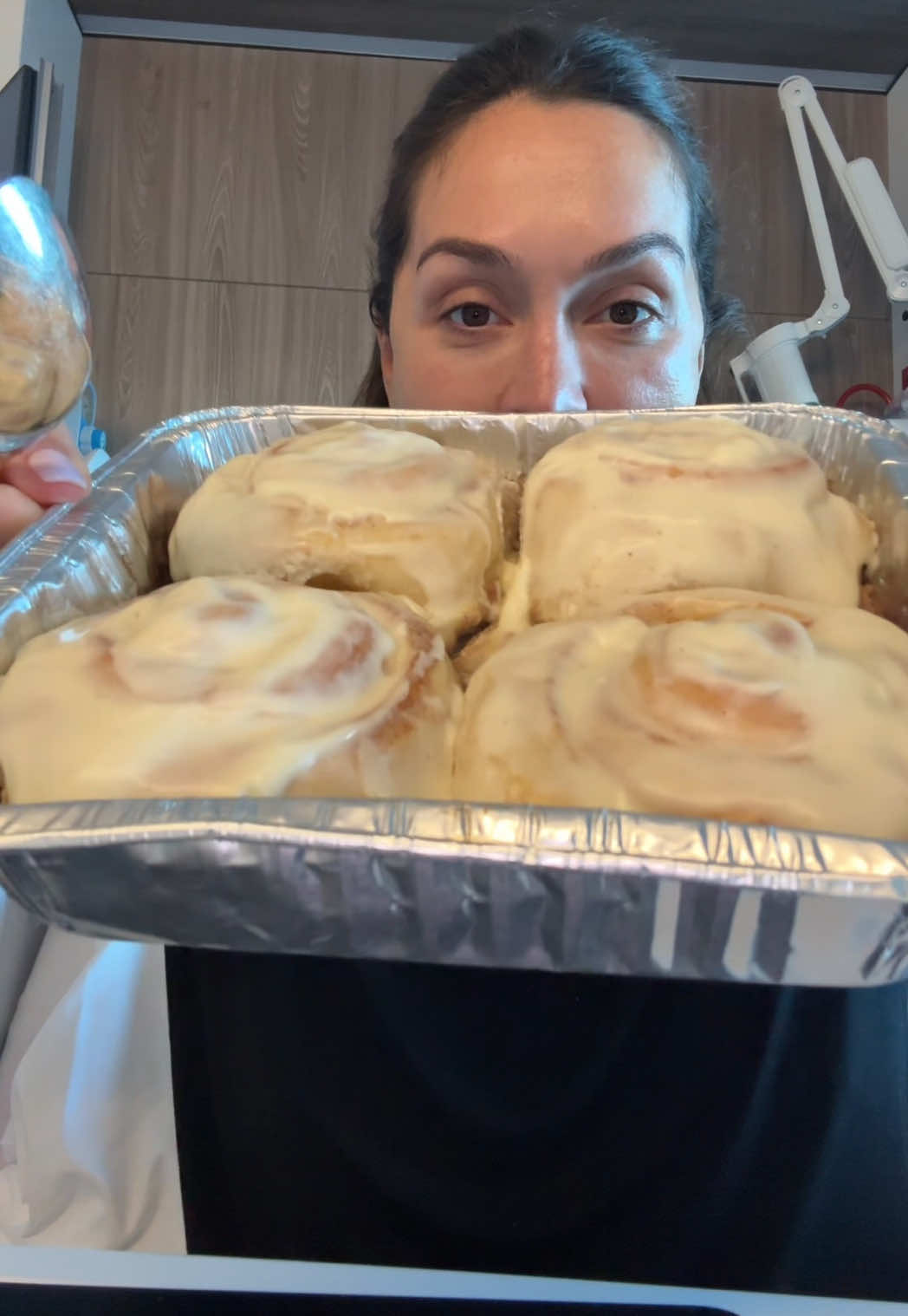A post by @dzaslavsky on TikTok caption: These cinnamon buns are actually insane!!! @Eliça's Baking thank you so much these were incredible ##cinnamonroll##cinnamonbuns
