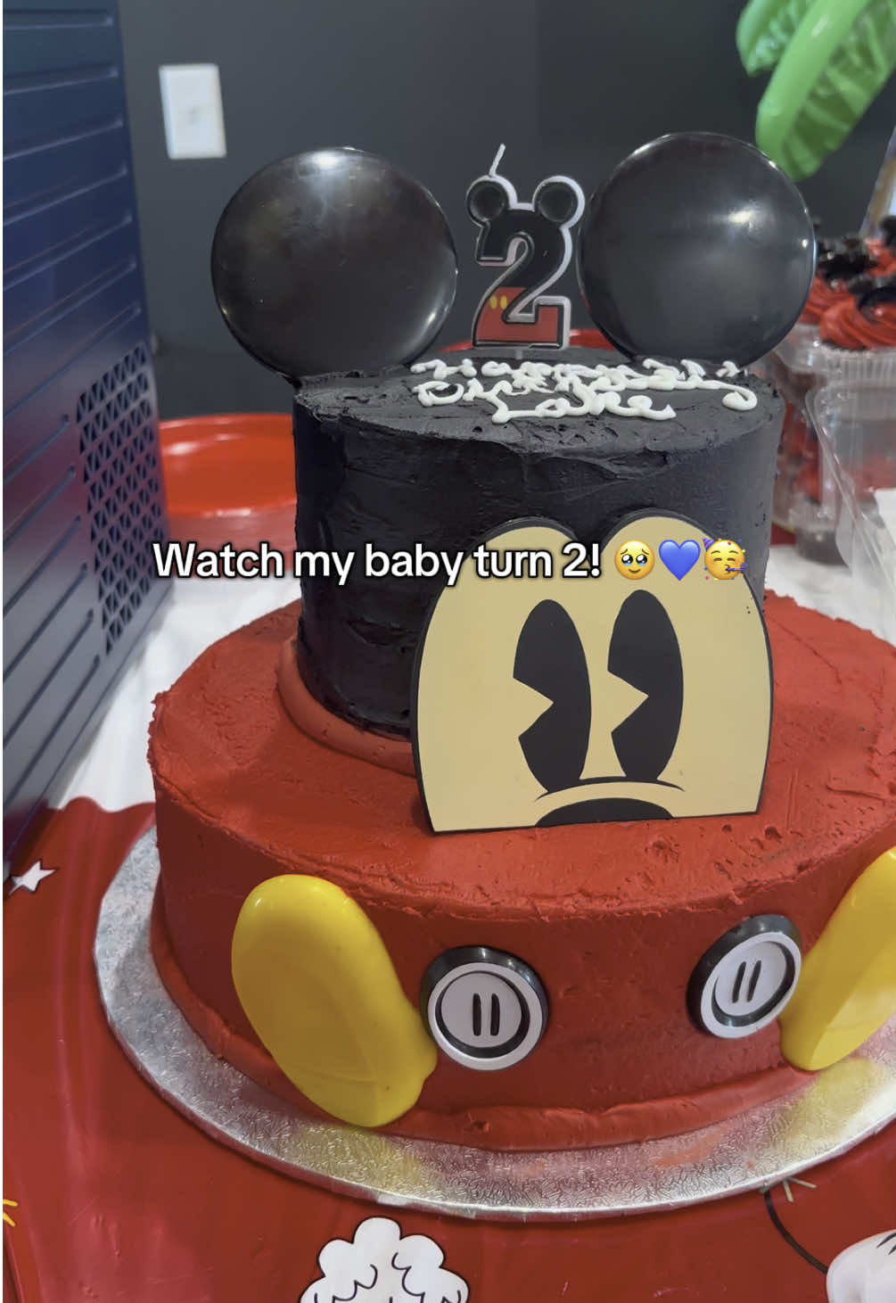 A post by @loreleiwilfong on TikTok caption: Our little Mickey turned 2️⃣!!🥹💙 #mickeymouse #fyp #motherhood #birthday #toddlermom #disney 