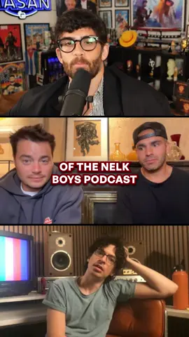 A post by @hasandpiker on TikTok caption: spoke to the Nelk Boys about their latest podcast guest with Adam Friedland #hasanabi #nelkboys #nelk #fullsendpodcast #theadamfriedlandshow 