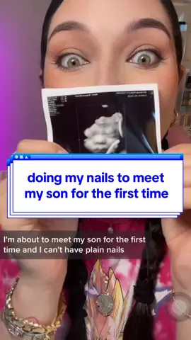 A post by @ballpit_nails on TikTok caption: Spoiler alert: he loved them! 💖💅 #nailart #pregnant #naildesign #fyp 