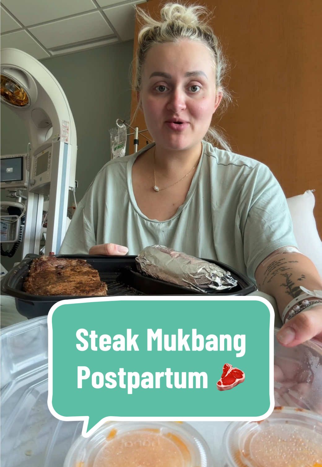 A post by @jill200016 on TikTok caption: Postpartum mukbang lol 🥩 