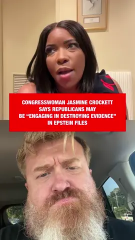 A post by @jolly_good_ginger on TikTok caption: @Jasmine Crockett believes Republicans may be destroying evidence. 