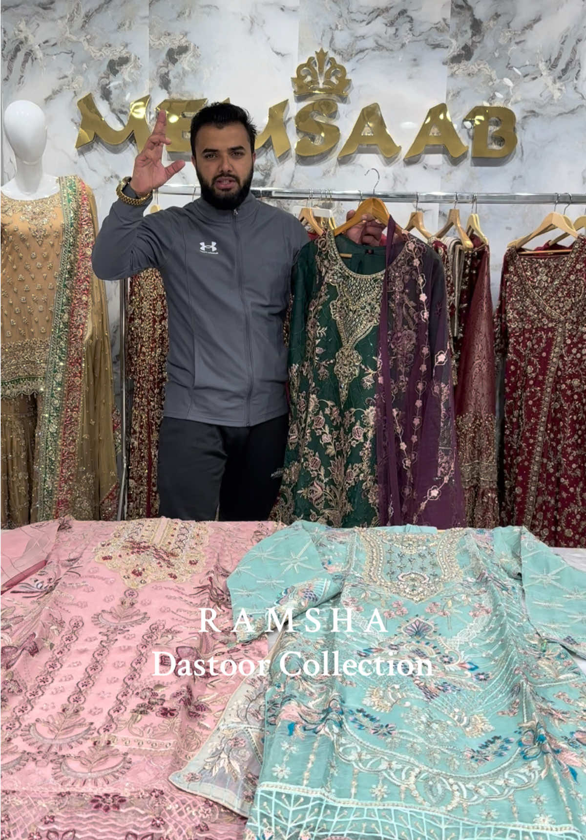 A post by @memsaabofficial on TikTok caption: S H O P N O W Designs code : P-20 Ramsha #memsaabofficial #online #dastoorbyramsha #trendingnow #organza #partywear #tiktokshop 